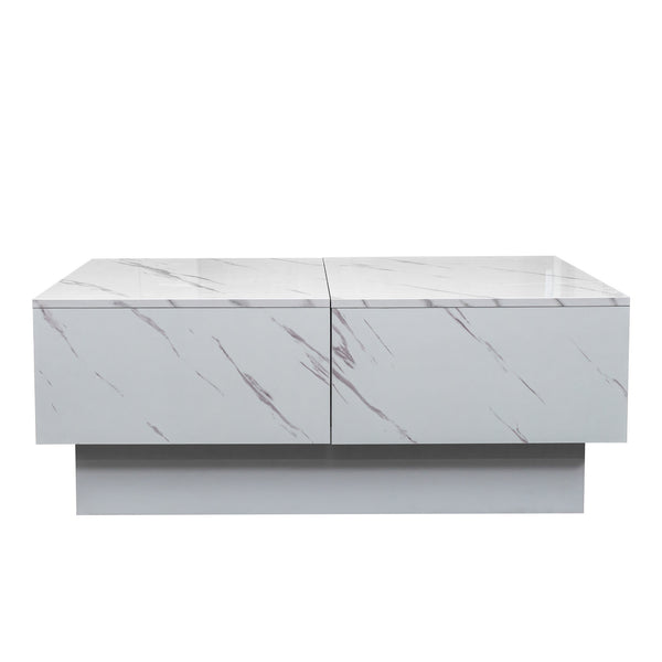 English Elm Coffee Coffee Table with Sliding Top and Hidden Storage, Extendable 57" Surface for Entertaining White W331P270516