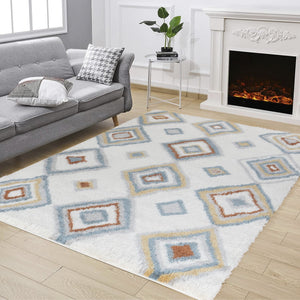 English Elm Loft Shag Ivory Plush Area Rug 7'10" X 9'10" – Cozy, Durable, Stain-Resistant For Stylish Spaces B186P181106