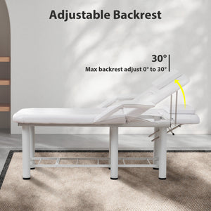 English Elm Professional Spa Treatment Bed with Pu Leather Cushion Steel Frame and Storage Shelf W1422P365690