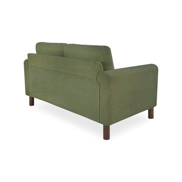 English Elm Comfy Mid-century Modern Loveseat with Walnut Legs Teddy Fabric 2-seat Small Space Sofa Green W2308P463602