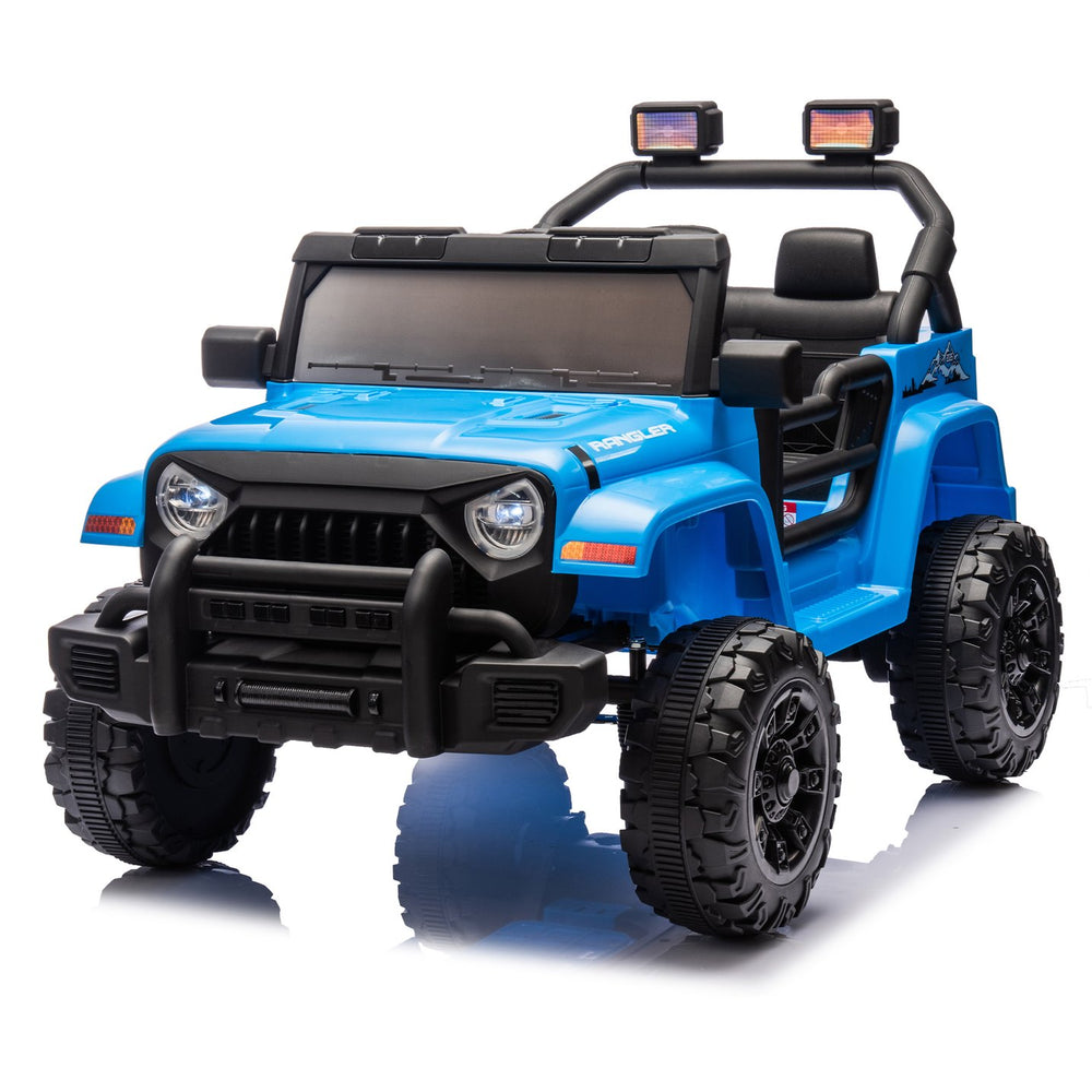 English Elm 12v Kids Electric Ride on Car with Parental Remote Dual Motors and Four Wheel Suspension Blue W1578P187584