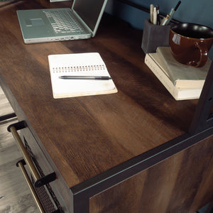 English Elm Desk With Hutch - Versatile Brown Finish, Spacious Storage & Stylish Design For Home Office Setup B356P367829