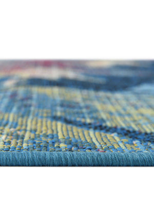 Unique Loom Outdoor Coastal Edgartown Machine Made Floral / Botanical Rug Multi, Blue/Ivory/Light Blue/Navy Blue/Pink/Beige 7' 10" x 7' 10"