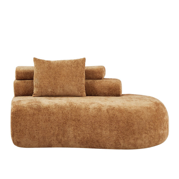 English Elm 122" Curved Modular Sectional Sofa Cloud Fill Polyester Upholstered Living Room Seating Pumpkin Yellow N771P396326C_N771P396327C