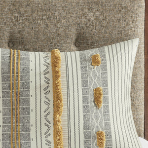 English Elm 3 INK+IVY Cody Cotton Comforter Set Full/Queen with Pom Pom Trim, OEKO-TEX Certified, Striped Style Gray+Yellow 21.65 L x 22.83 W x 10.63 H B035128786