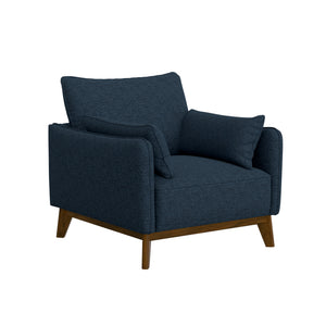 English Elm Wallace & Bay - Blue Mid-Century Modern Fabric Chair in Navy Storm – Comfortable, Easy-Care Accent Seat, 35.4"W B361P384457