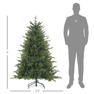 English Elm Homcom 5Ft Artificial Christmas Tree - 1309 Tips, Easy Assembly, Realistic Look For Festive Decor W2225P229374