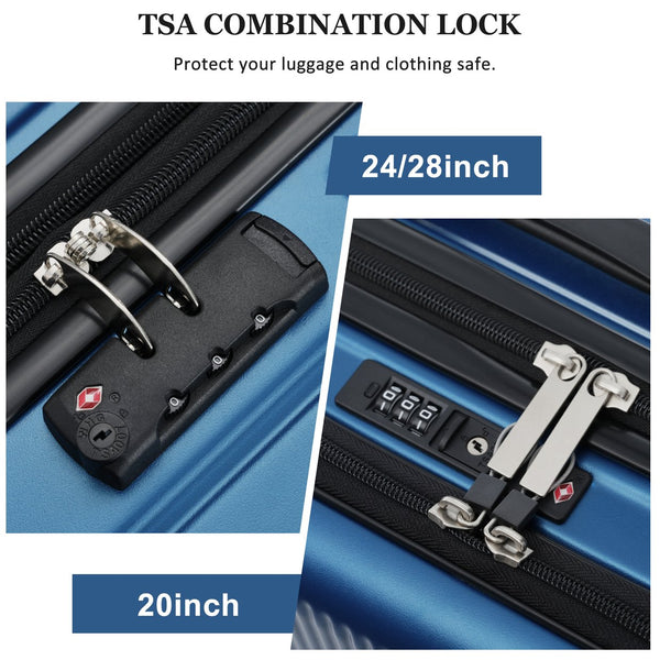 English Elm Luggage 5 Piece Hardside Abs Set with Front Access Carry on and Tsa Spinner Wheels Blue N732P391579C