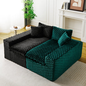 English Elm Luxury Color-Block Turtle Velvet Sofa - Versatile Seating For Modern Living Rooms, Cozy Style & Comfort W3371S00055