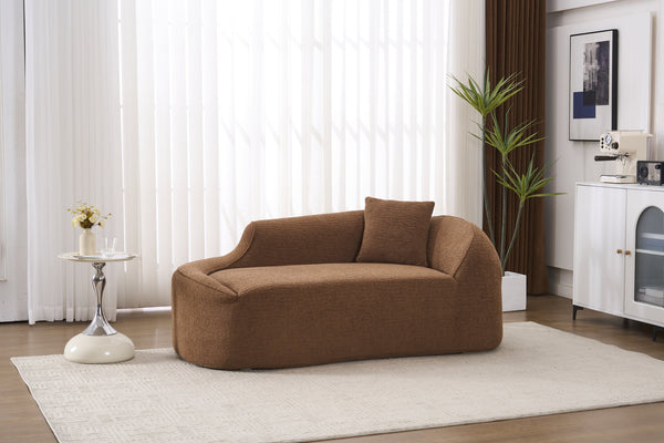 English Elm Ly-048 Sculpted Chenille Chaise Lounge Convertible Sleeper Sofa for Modern Living Spaces Caramel W2231P401723