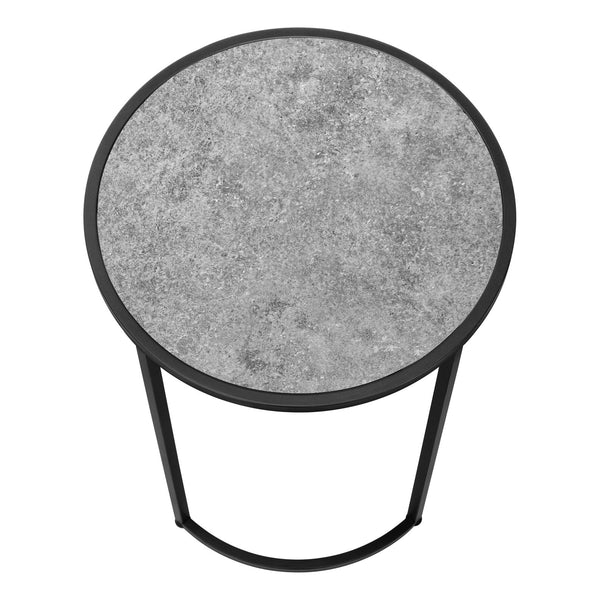 English Elm Accent Table - Modern Round Side Table With Grey Laminate Top & Black Metal Legs For Versatile Use B2710P218984
