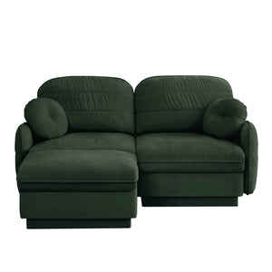 English Elm Chenille Cloud Modular Loveseat with Deep Foam Cushions Quilted Back and Ottoman Green W714S01766