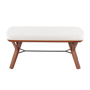 English Elm Folia Upholstered Mid-century Bench with Tapered Wood Legs for Bedroom or Entryway B202S01153