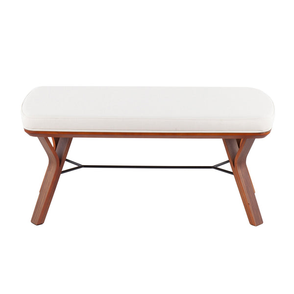 English Elm Folia Upholstered Mid-century Bench with Tapered Wood Legs for Bedroom or Entryway B202S01153