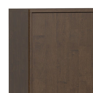 English Elm Harper Walnut Brown 3-Door Sideboard Buffet – Solid Rubberwood, Mid-Century Tapered Legs, Storage B136P235248