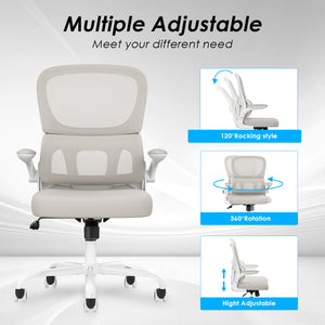 English Elm Soohow Mesh Ergonomic Office Chair with Lumbar Support, Flip Armrests, Breathable Comfort & Tilt Adjustability khaki,White T3623P380877