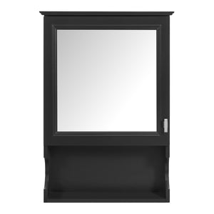 English Elm 20'' Half-Moon Wall Medicine Cabinet with Mirror, Solid Wood Frame, Soft-Close Hinges, Space-Saving Elegance Black N710P313827B