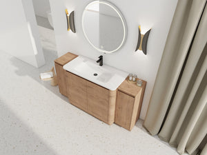 English Elm 64'' Freestanding Bathroom Vanity Oak Melamine Plywood with Ceramic Sink Soft Close W999S00515