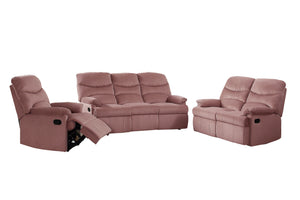 English Elm Recliner Velvet Tufted Loveseat with Manual Side Handle, Plush Arm Pillows for Ultimate Comfort and Style Pink 73 L x 31 W x 26 H B089P240501