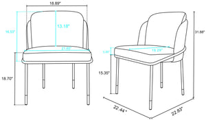 English Elm Flor Elegant Twill Weave Metal Dining Chair with High-Density Foam, Gold Ferrules, Fully Assembled Grey B365P397758