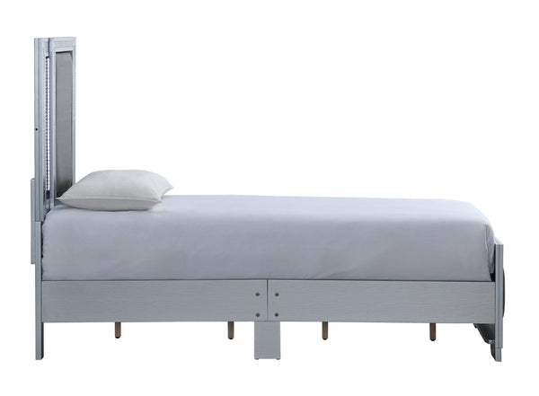 English Elm Murry Twin Platform Bed with Led Backlit Faux Leather Headboard and Mirror Panels B078S00650