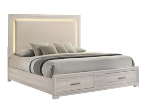 English Elm Colorado King Bedroom Set with Led Headboard Rustic Wood Storage Bed and 4 Pieces B009S02162