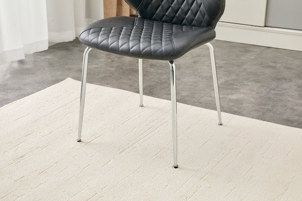 English Elm Dark Oil Waxed Faux Leather Dining Chair Set with Diamond Tufted High Back Metal Legs Dark Gray W3493P444894