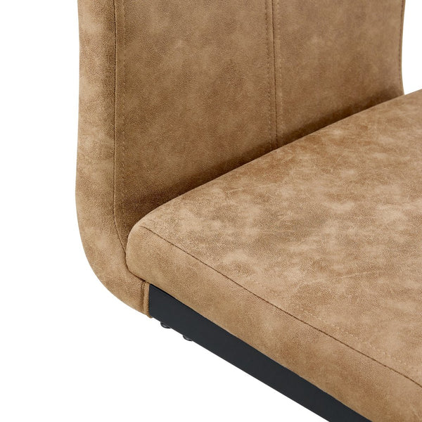 English Elm 42.5 Modern Brown Tech Fabric Bar Stool Set of 2 with Black Metal Legs, Non-Slip Feet, 42.5" W1151P230596