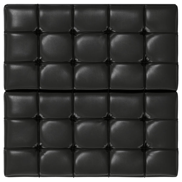 English Elm Harrison Square Lift-top Storage Ottoman in Vegan Leather for Compact Living Rooms Black B136P254716