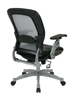 OSP Home Furnishings Professional Airgrid Mesh Back Executive Chair with Leather Seat and Lumbar Support 3680