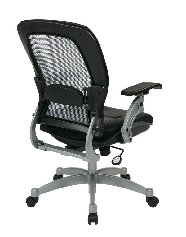 OSP Home Furnishings Professional Airgrid Mesh Back Executive Chair with Leather Seat and Lumbar Support 3680