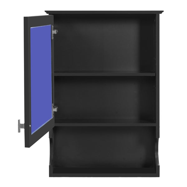 English Elm 20'' Half-Moon Wall Medicine Cabinet with Mirror, Solid Wood Frame, Soft-Close Hinges, Space-Saving Elegance Black N710P313827B