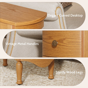 English Elm Vividwood Vintage 2 Drawer End Table with Built in Charging Station for Bedroom T5618P450771