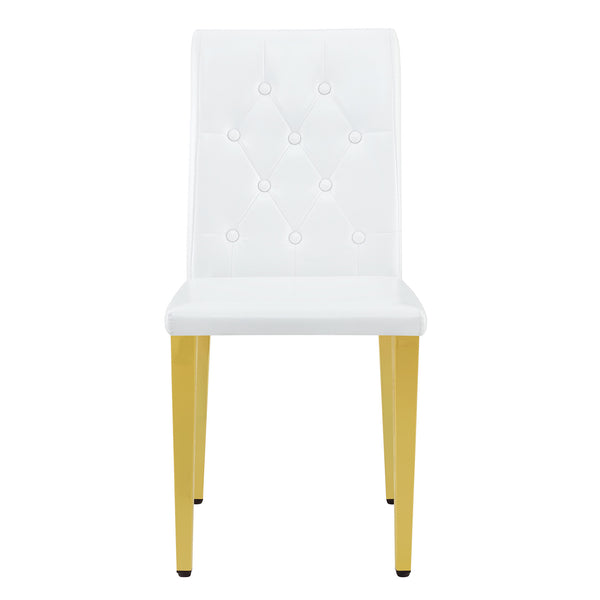 English Elm 4-piece Brown Suede Dining Chair Set with Tufted Back and Walnut Metal Legs White+Gold W1151P361154