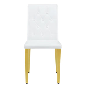 English Elm 4-piece Brown Suede Dining Chair Set with Tufted Back and Walnut Metal Legs White+Gold W1151P361156