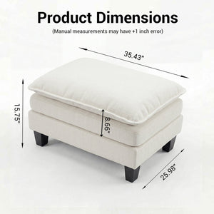 English Elm Rectangular Chenille Upholstered Ottoman Soft Foam Footrest for Living Room or Bedroom Beige White W2519P486103