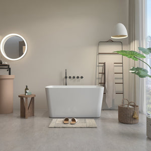 English Elm 49'' Acrylic Freestanding Soaking Tub with Sit-in Seat Japanese Square Design Glossy W1920P412329