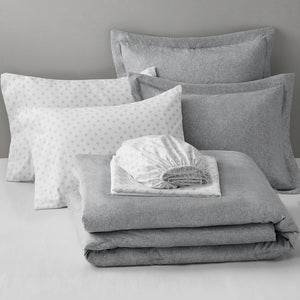 JLA Home Comfort Spaces - Chambray Lightweight Microfiber Comforter Set — Breathable Chambray-Print Cozy All-Season Luxury Grey AM10-0058