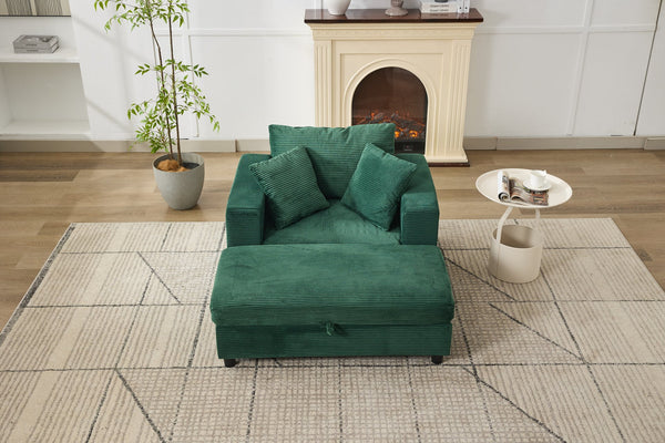 English Elm Chaise Lounge Chair With Removable Ottoman - Plush Modern Upholstered Sleeper For Living Spaces W1170P353051