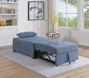 English Elm Convertible Sofa with Pull-Out Bed, Sleek Armless Sherpa Upholstery, Cozy Plush Pillow Included Blue Gray 45 L x 33 W x 17 H B089P240524