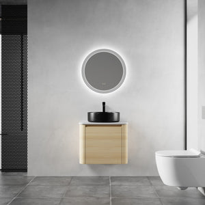 English Elm 24'' Wall-Mounted Bathroom Vanity With Artistic Ceramic Sink, Soft-Close Door & Space-Saving Design W999S00461