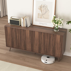 English Elm Sideboard Walnut Credenza with Hexagonal Doors and Adjustable Shelves for Dining Areas W409P327406