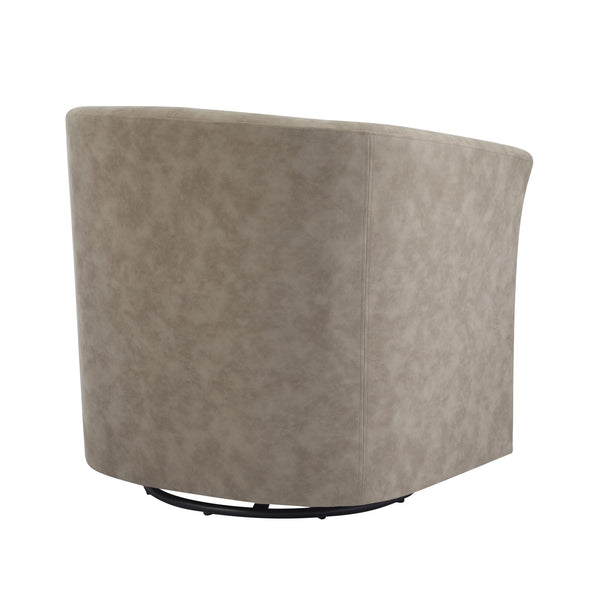 English Elm Christopher Knight Home® - Wilmore Faux Leather Swivel Barrel Chair with 360° Rotation, Tub Design, Gold-Accent Finish, No Assembly Required Apricot 32 L x 30.75 W x 29 H N776P246091I