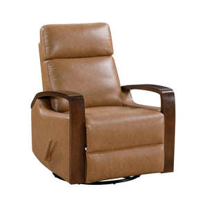 English Elm Luxurious swivel glider recliner chair with top-grain leather, plush foam over coils and sturdy frame Camel 32.5 L x 32 W x 26 H B011P395824