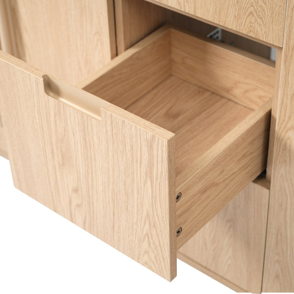 English Elm [cabinet Only] 58 Inch Double Sink Vanity Base Wood Grain Mdf Soft Close Storage N759S425429N