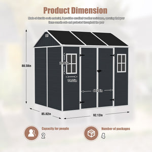 English Elm 8*7ft Outdoor Resin Storage Shed with Double Door Windows and Uv Resistant Floor W1598S00028