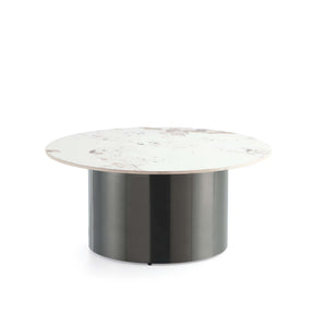 English Elm Alondra Modern Coffee Table With Sintered Stone Top & Black Stainless Steel Base For Stylish Living B365S00055