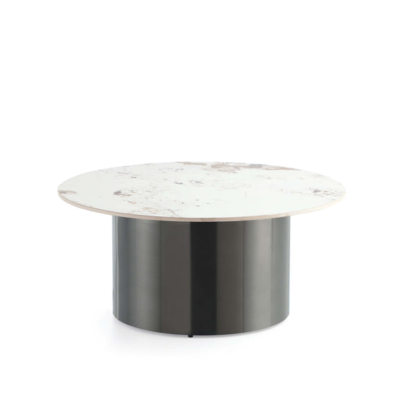English Elm Alondra Modern Coffee Table With Sintered Stone Top & Black Stainless Steel Base For Stylish Living B365S00055