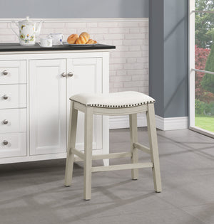 OSP Home Furnishings 24" Saddle Stool - Set of 2 Linen / White Washed
