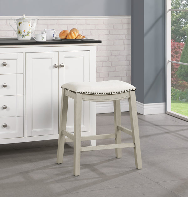OSP Home Furnishings 24" Saddle Stool - Set of 2 Linen / White Washed